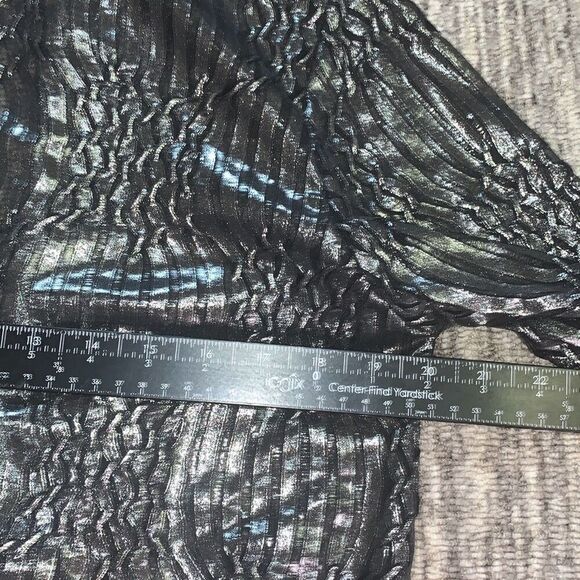 ReBeKah Womens Size Small Collared Shirt and Tank Blouse Set Black Shimmer Sheer - Picture 4 of 7